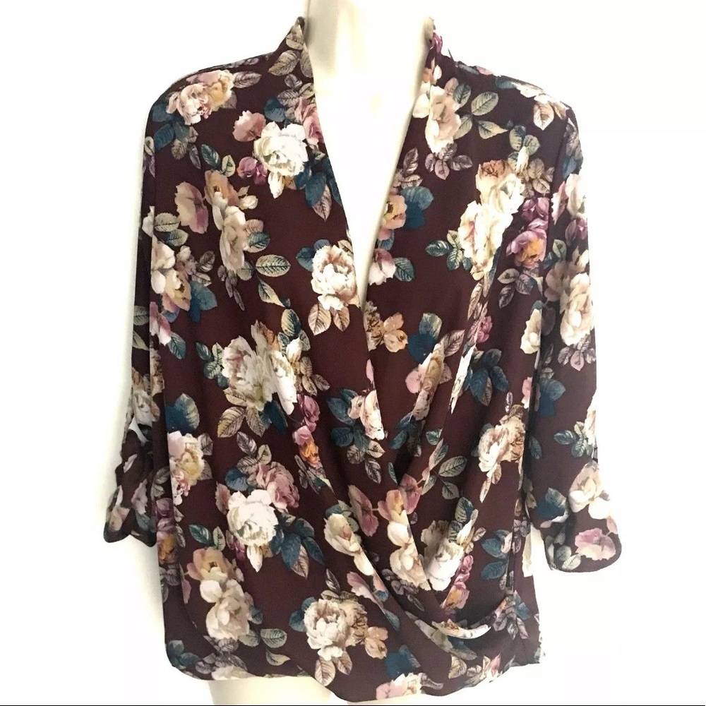 Forever 21 blouse medium wrap blouse floral